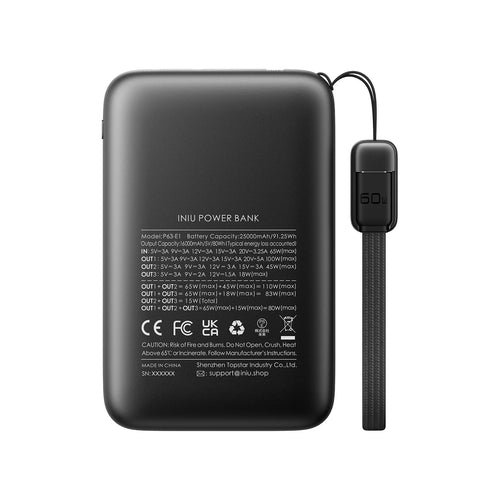 Batterie externe INIU, batterie externe 25000 mAh 100 W